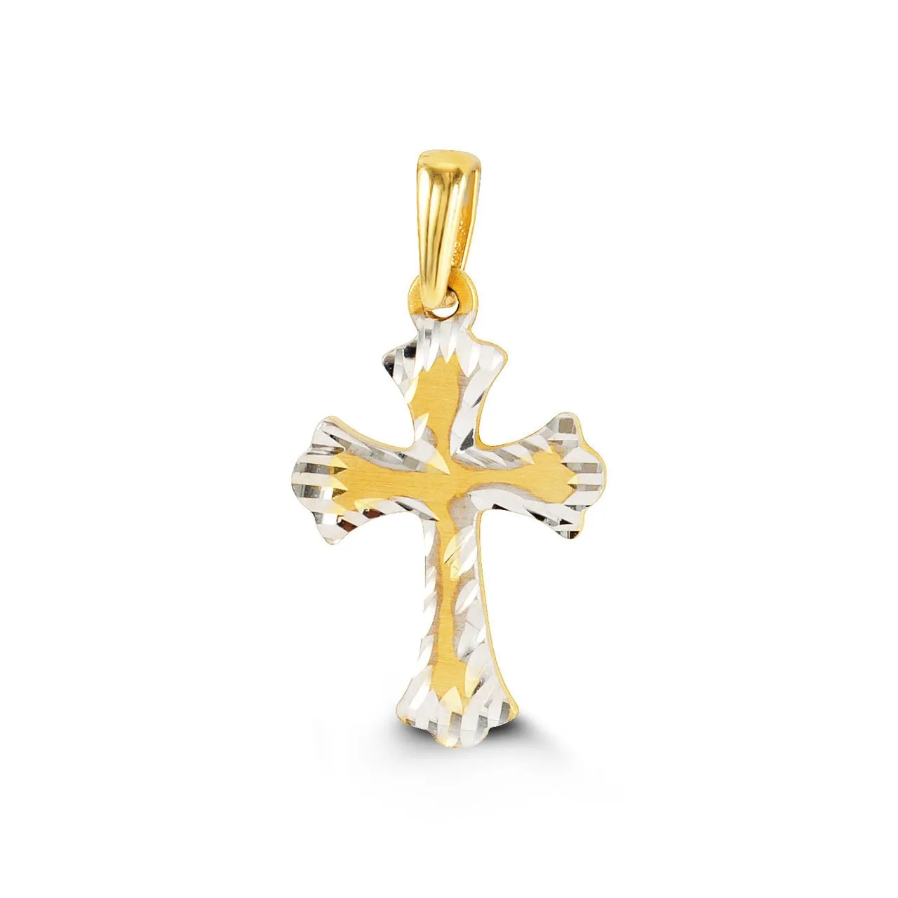 10k Two-Tone Gold Sparkle Cut Cross