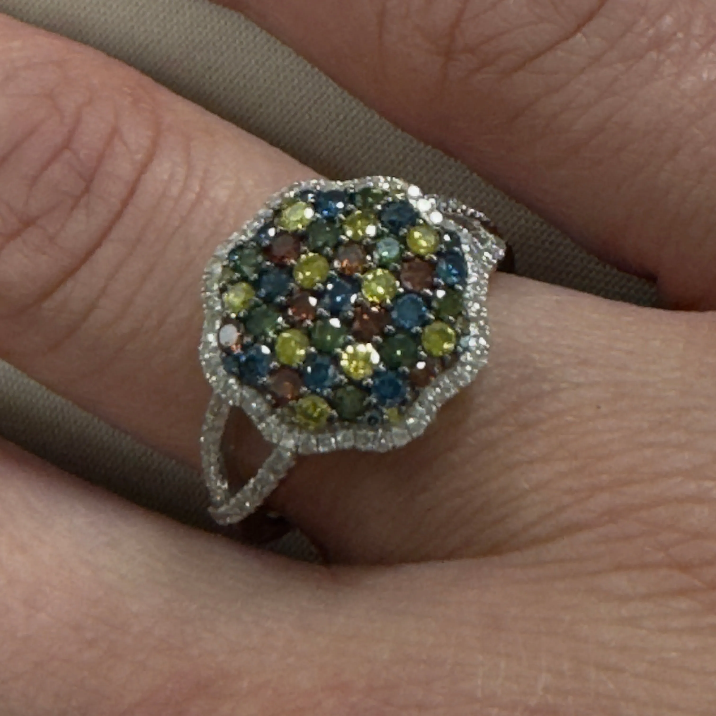 14k White gold multicolor 1CT diamonds Ring-227339