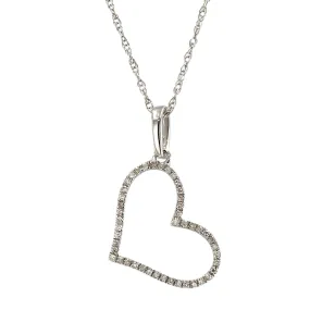 14K White gold natural diamond heart pendant singapore chain-CH4006W