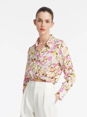 19 Momme Mulberry Silk Floral Printed Women Shirt