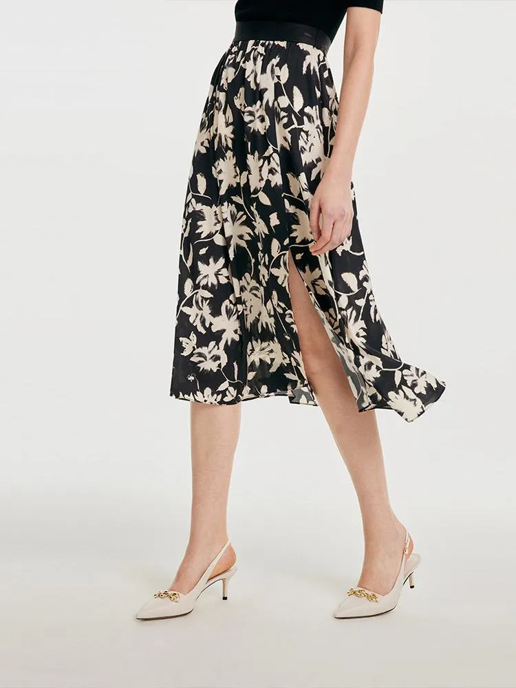 19 Momme Stretch Silk Floral Skirt