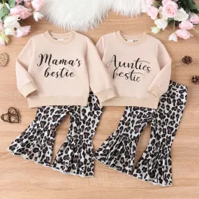 2 Pieces Set Baby Kid Girls Letters Tops And Leopard Pants Wholesale 240111110