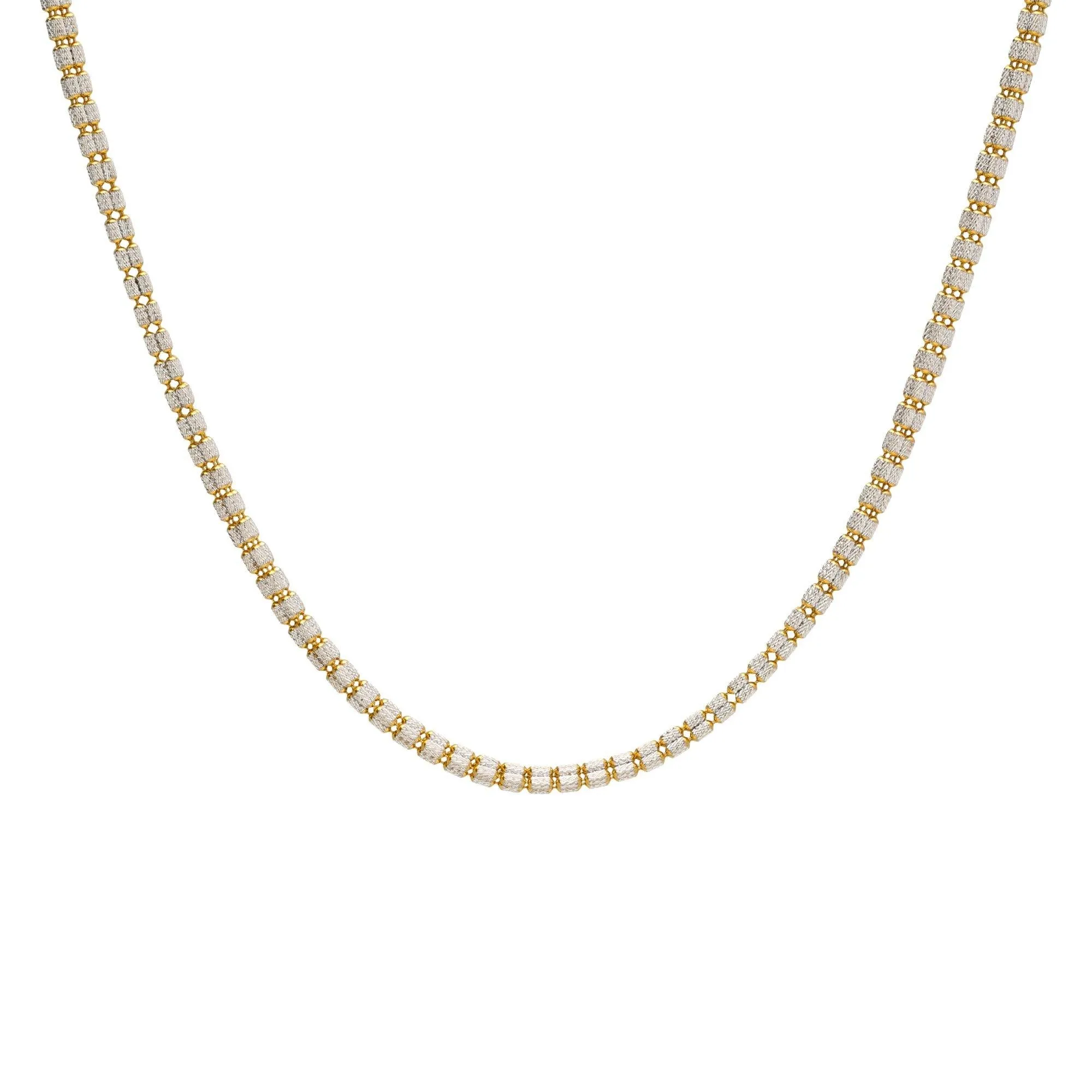 22K Multitone Gold Chain W. Length 18inches