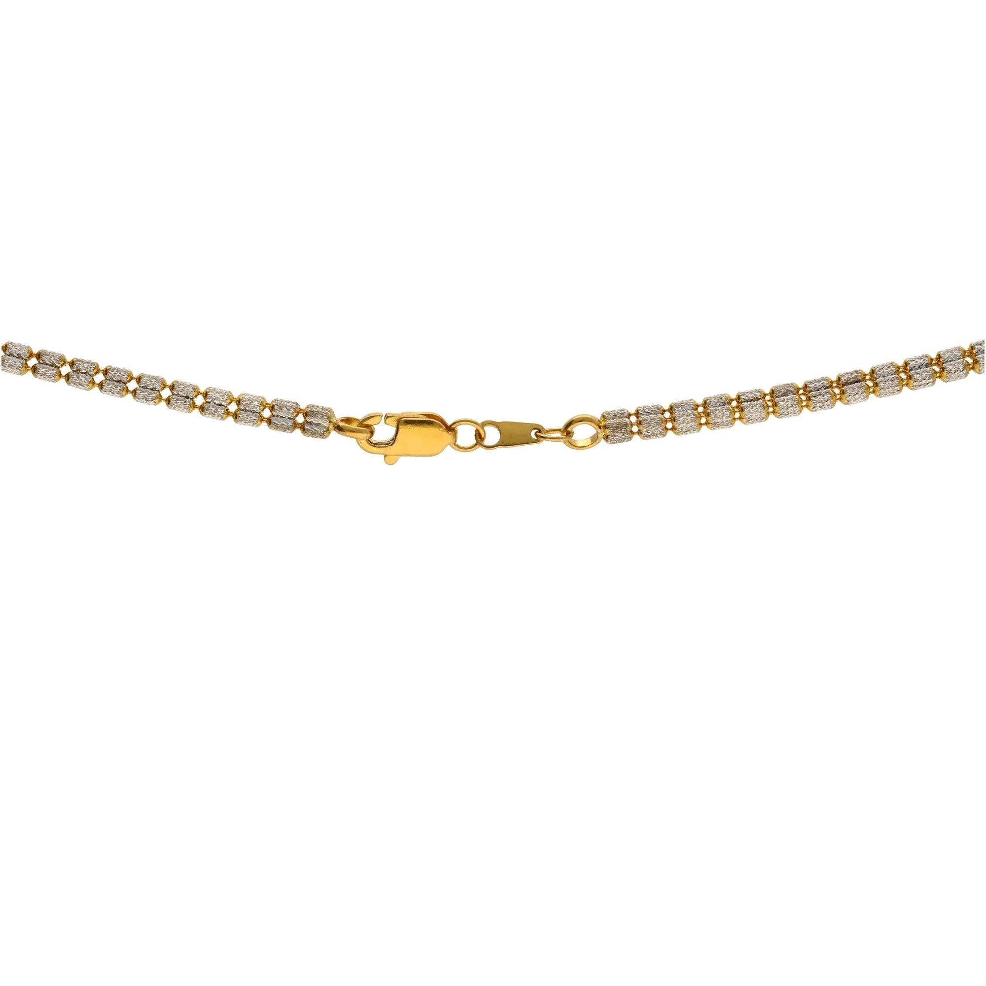 22K Multitone Gold Chain W. Length 18inches