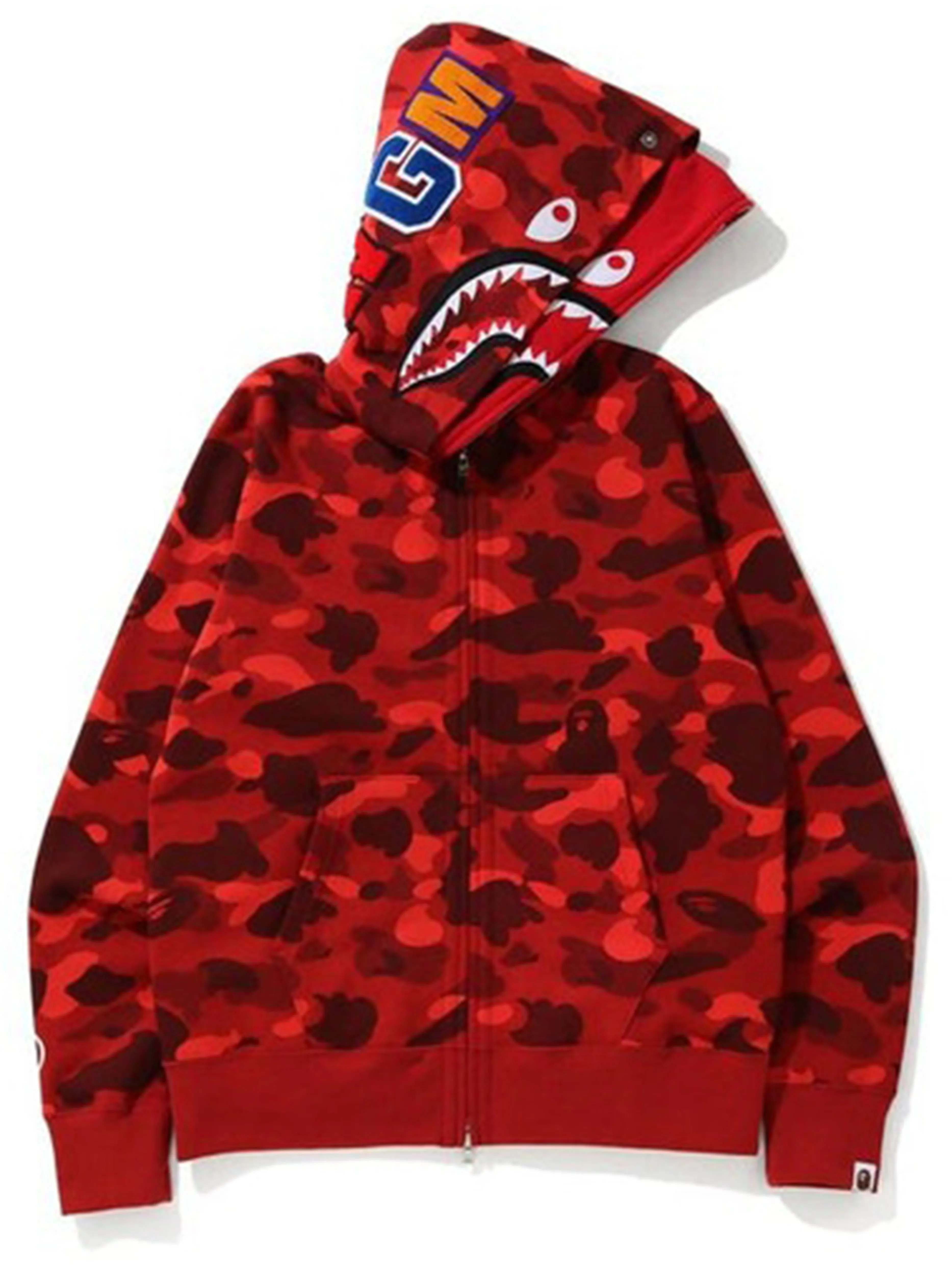 A Bathing Ape SHARK WHITE FULL ZIP DOUBLE HOOD HOODIE