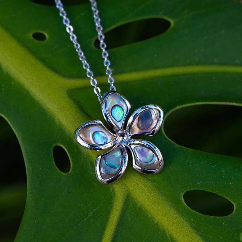 Abalone Sunrise Plumeria Pendant