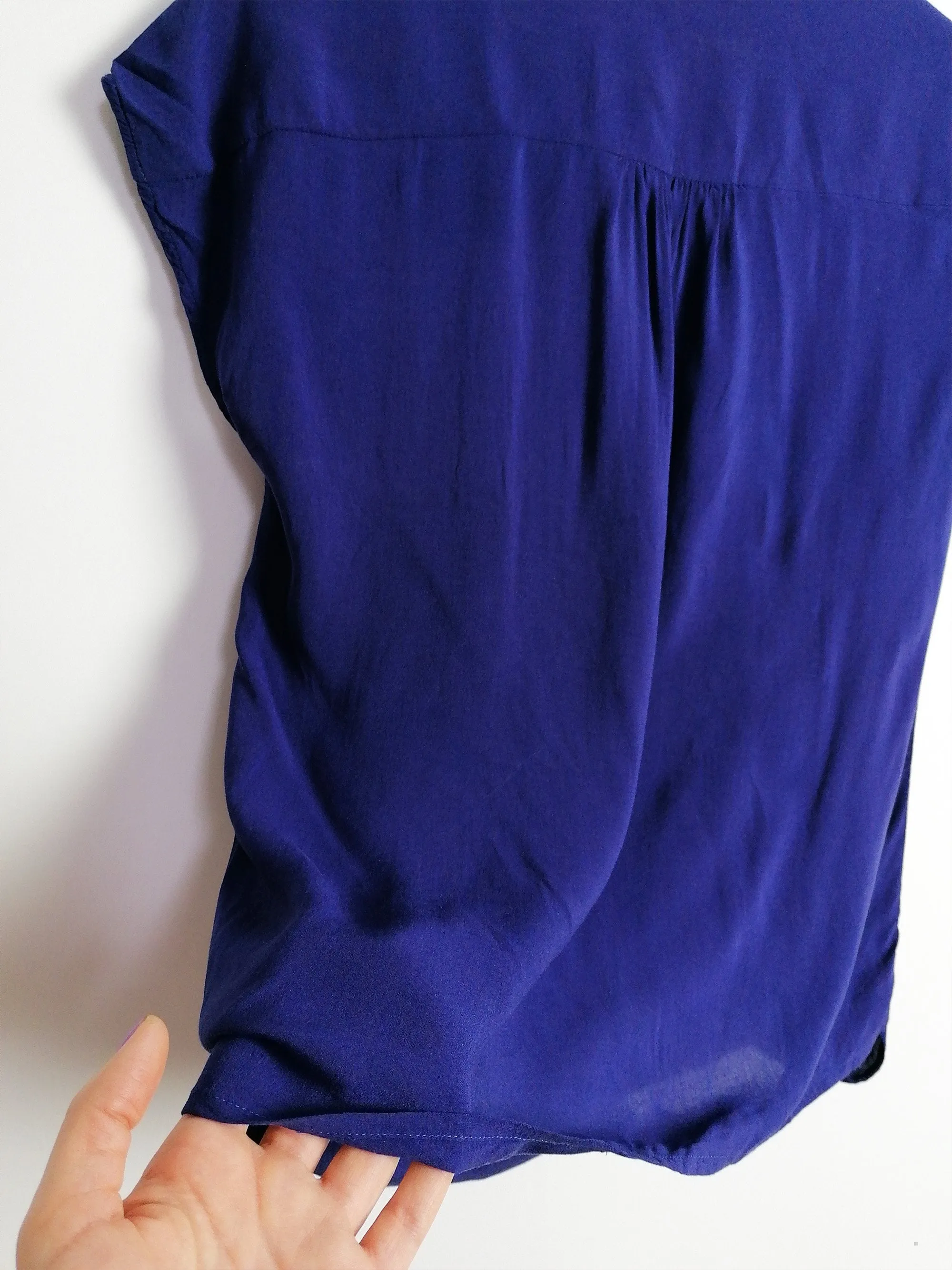 AHLENS blue viscose top wrap blouse | Size XS-S