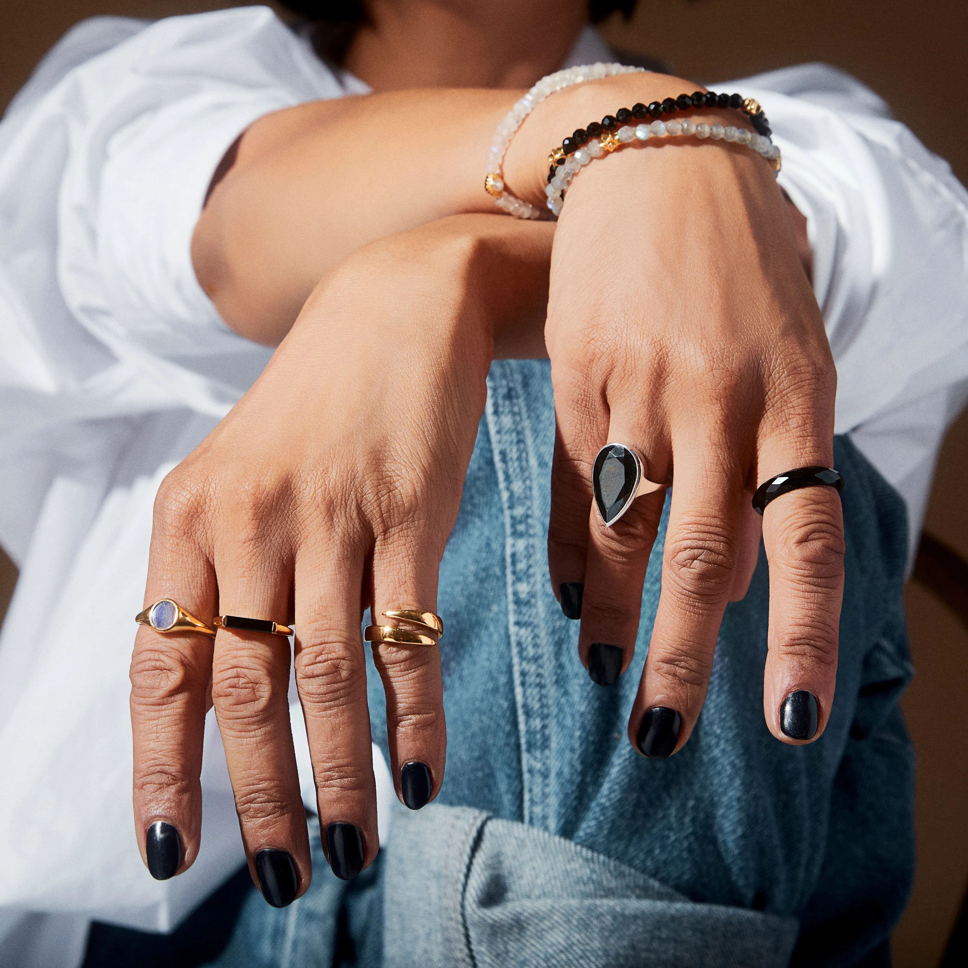 Anita Rani Shakti Faceted Black Onyx Protection Ring