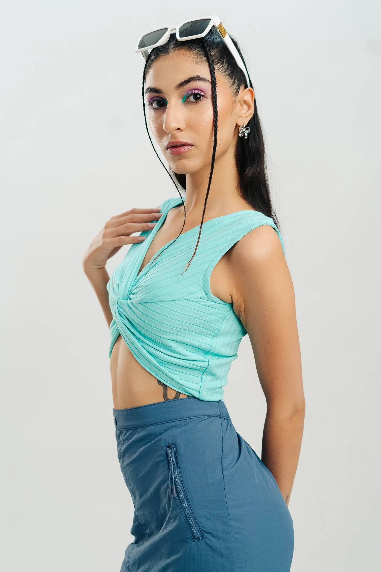 Aqua Tie-Knot Top