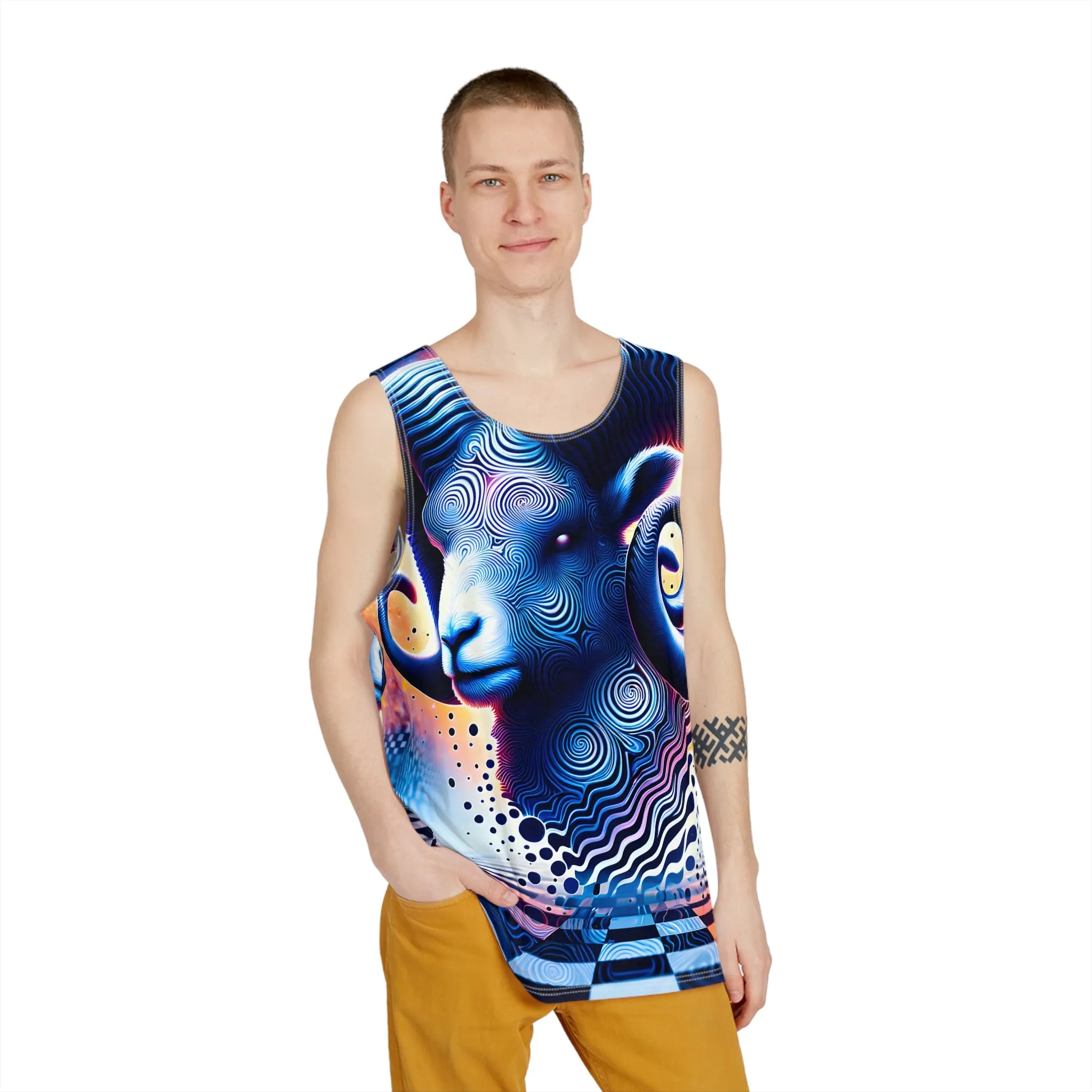 Aries Gift 2024 v1 Psychedelic T-shirt Tank Top by Meta Zen - Festival Rave Street Ware