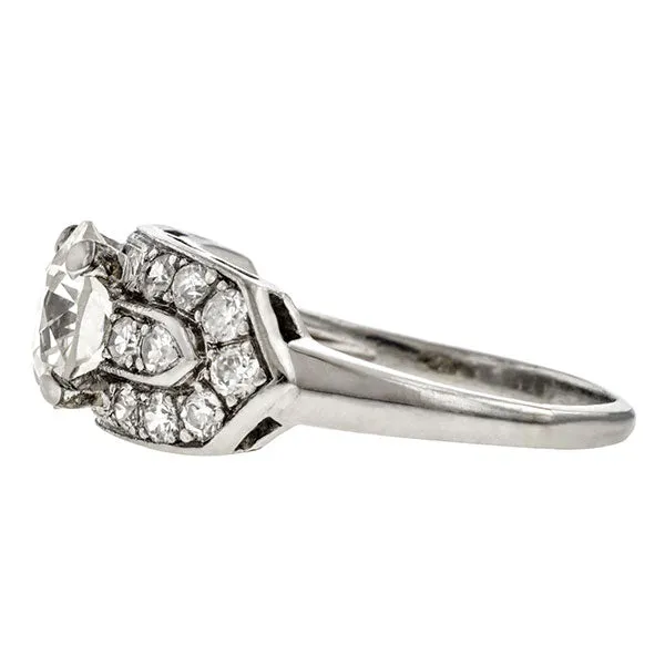 Art Deco Engagement Ring, Old European 1.21ct.