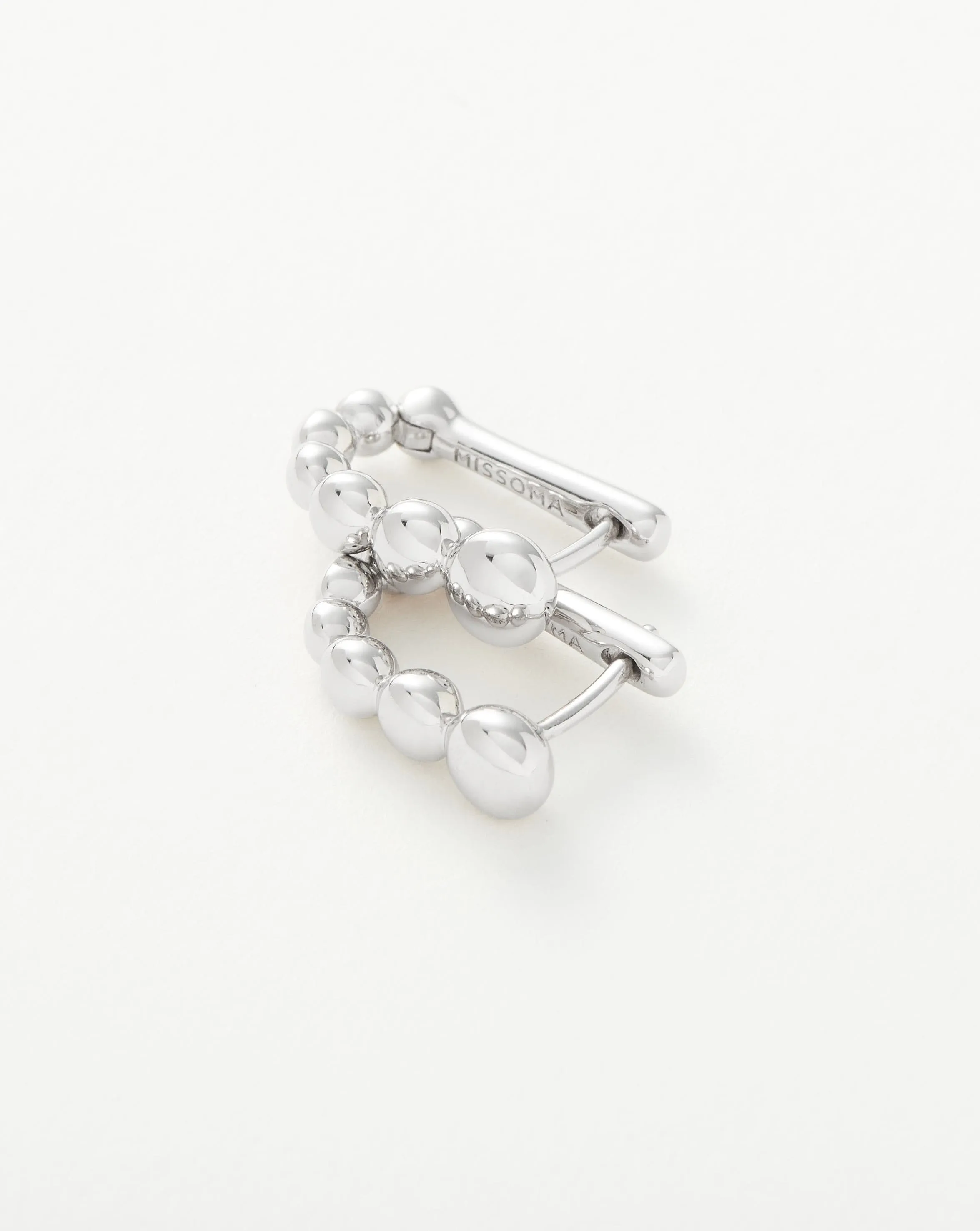 Articulated Beaded Ovate Huggies  | Sterling Silver