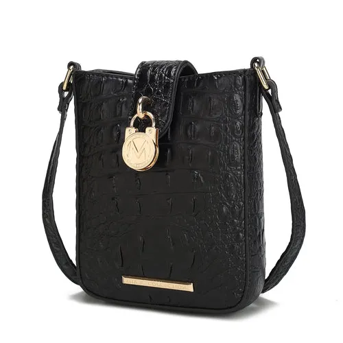 Avery Faux Crocodile Embossed Vegan Leather Women Crossbody Bag