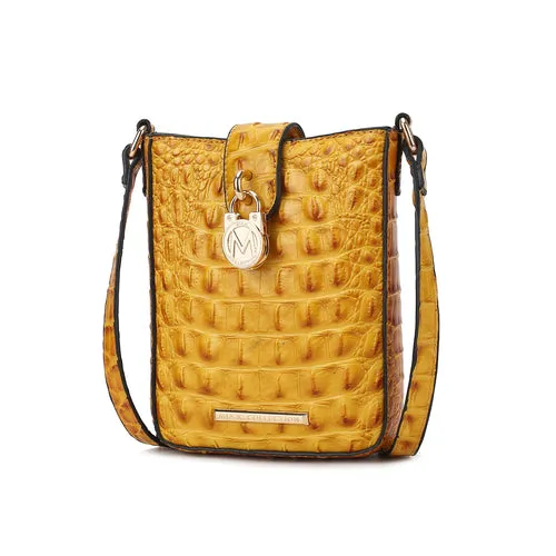 Avery Faux Crocodile Embossed Vegan Leather Women Crossbody Bag