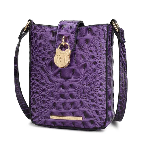 Avery Faux Crocodile Embossed Vegan Leather Women Crossbody Bag