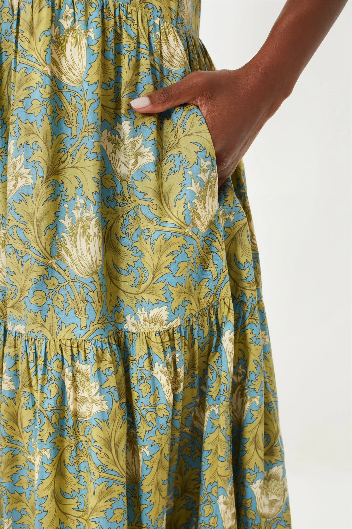 Blue and Green Leafy Floral Bennett Maxi Dress