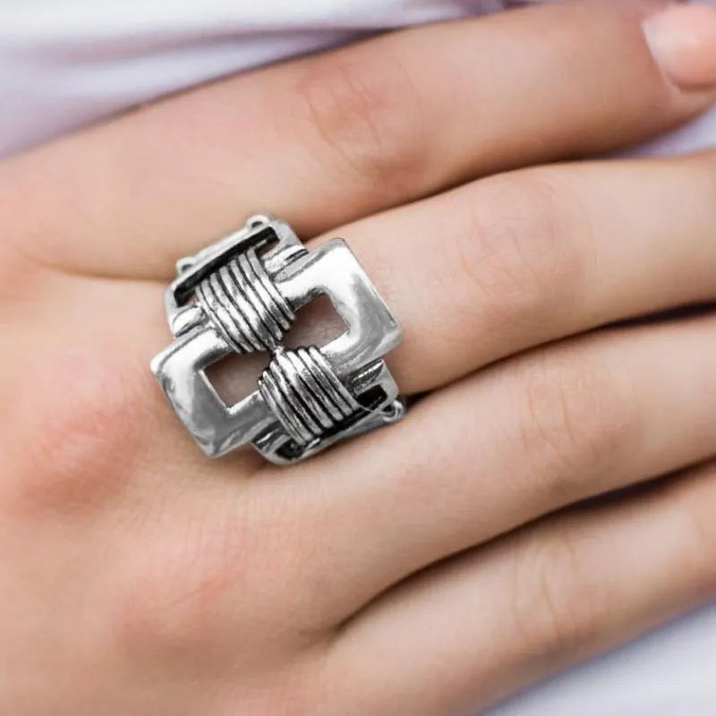 Boots and Buckles Silver Ring