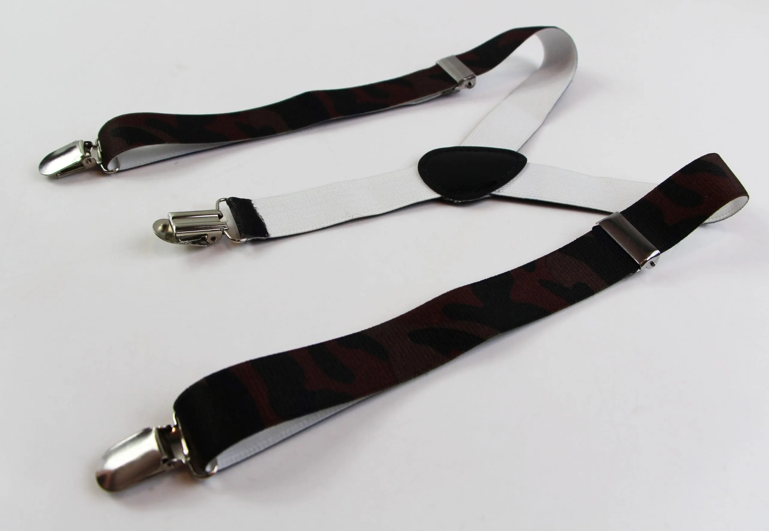 Boys Adjustable Brown Camouflage Patterned Suspenders