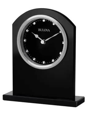 Bulova Ebony Crystal Tabletop Clock - Black Glass - Ebony Dial