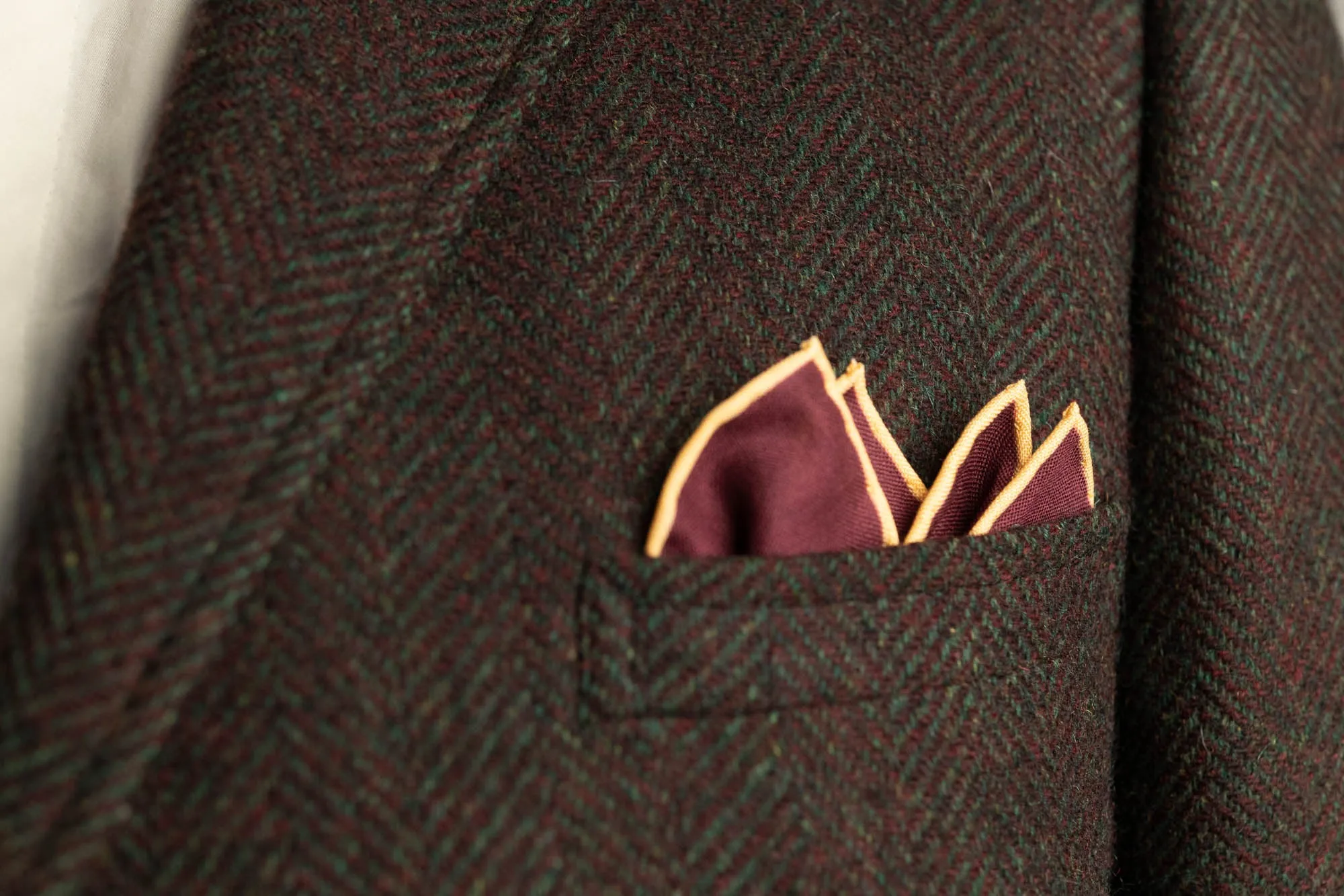 Burgundy Medallion Silk Wool Pocket Square