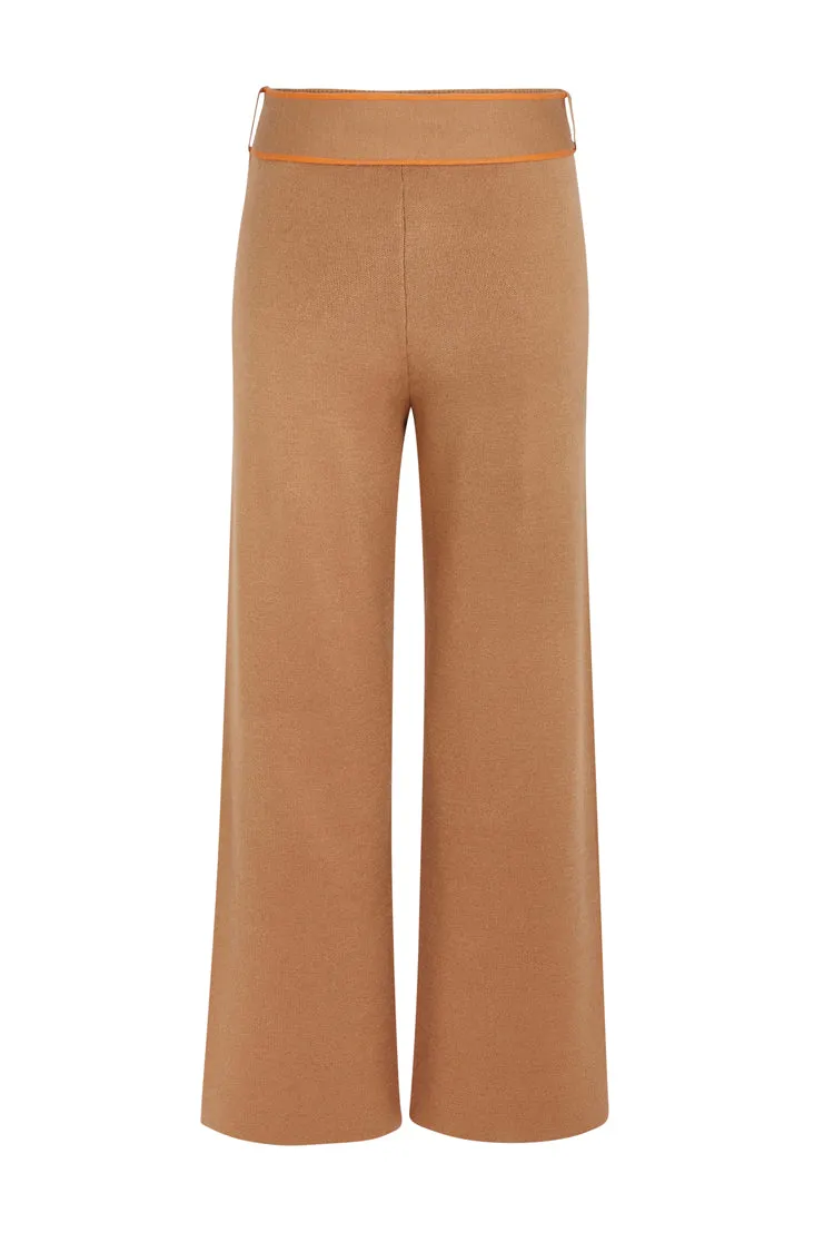 Camel Dana Trousers With Orange Trim