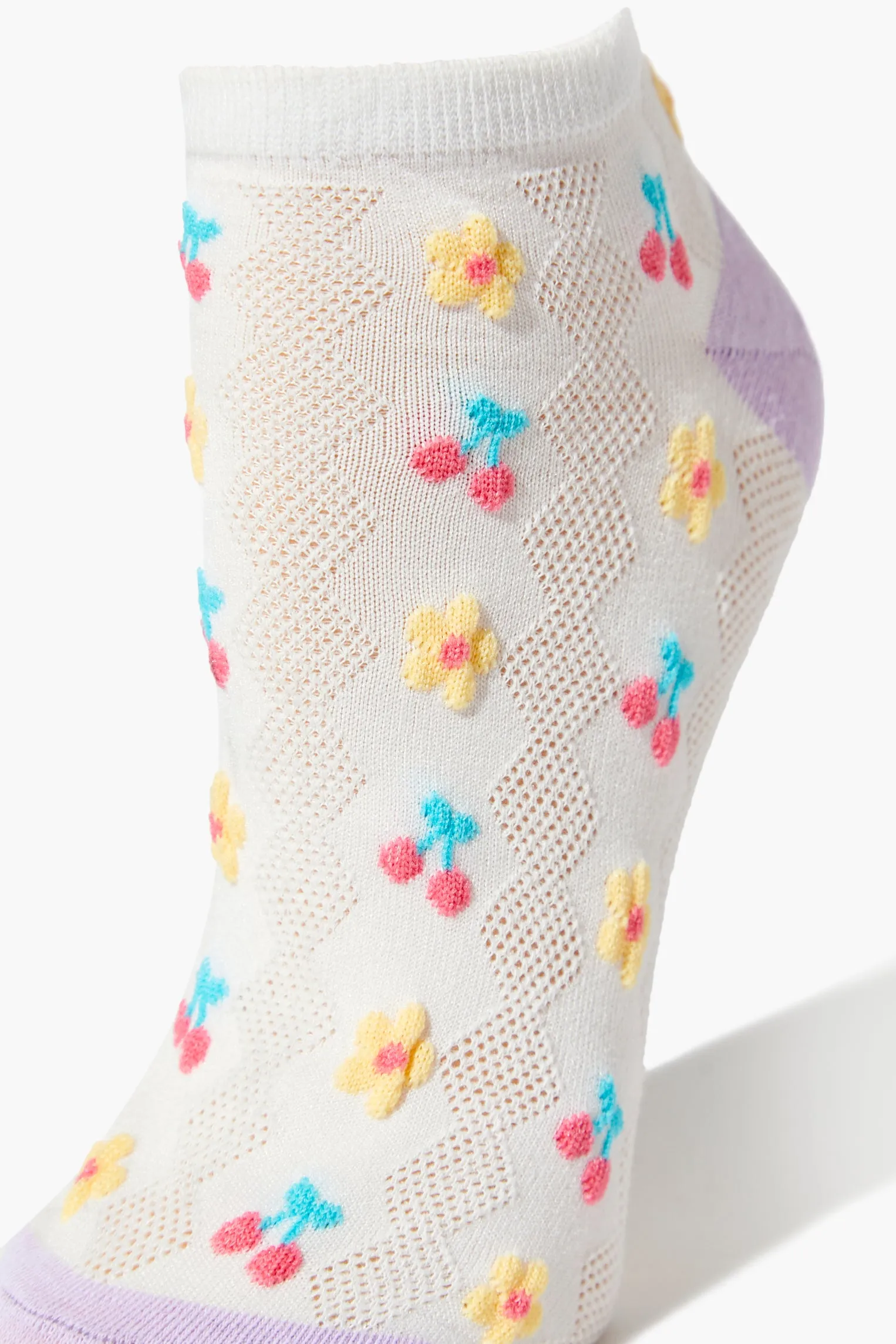 Cherry & Flower Print Ankle Socks