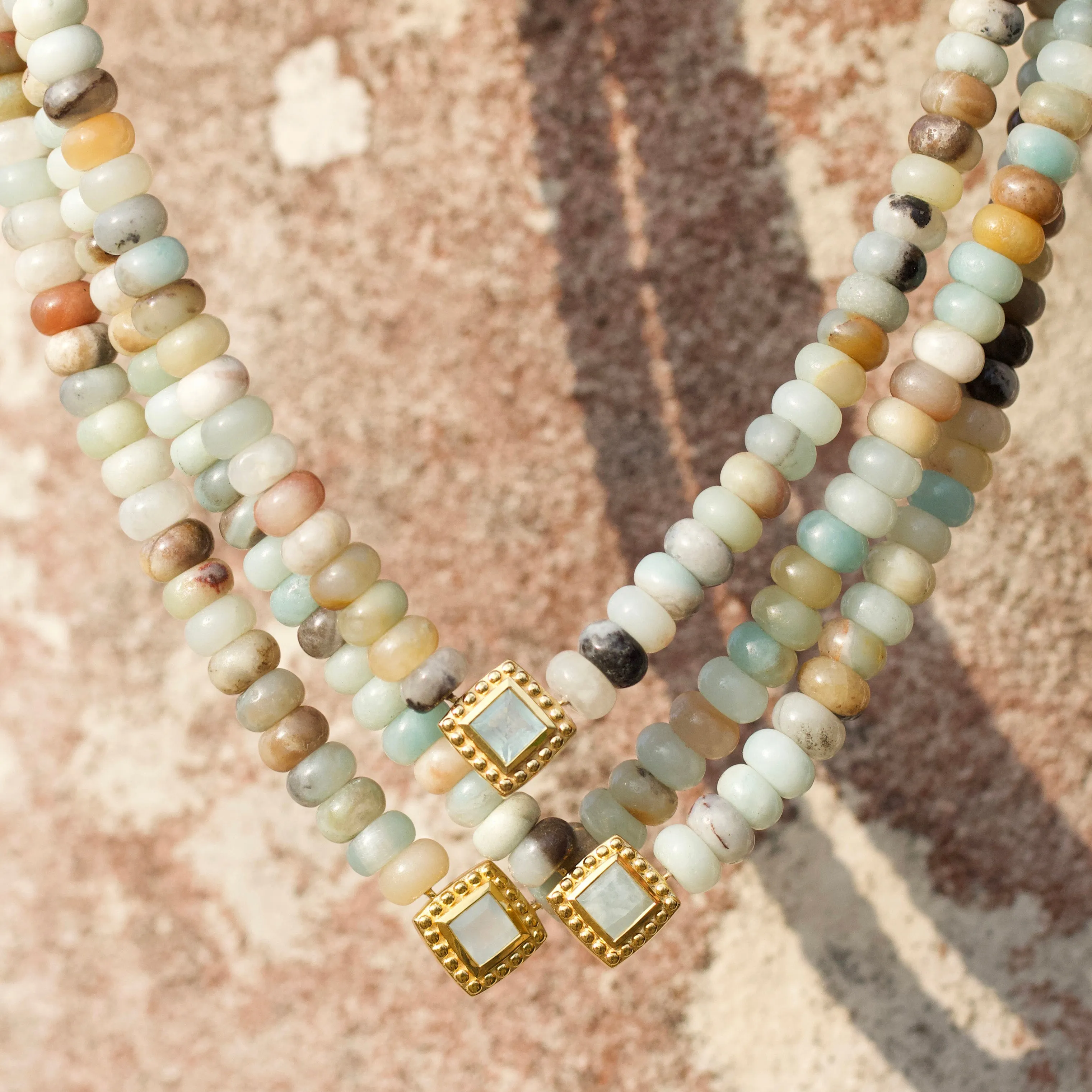 Chunky Aqua Jade Beaded Necklace