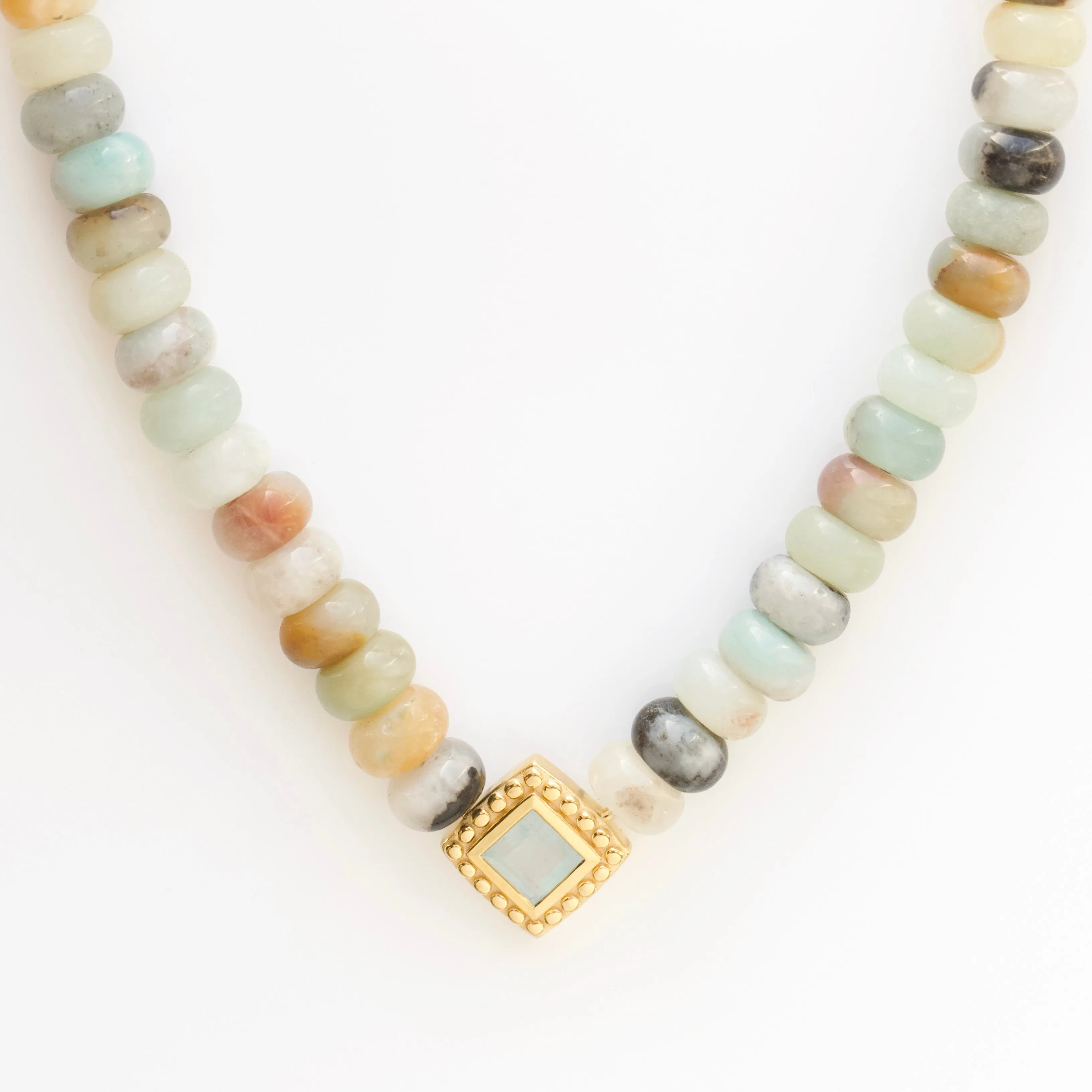 Chunky Aqua Jade Beaded Necklace