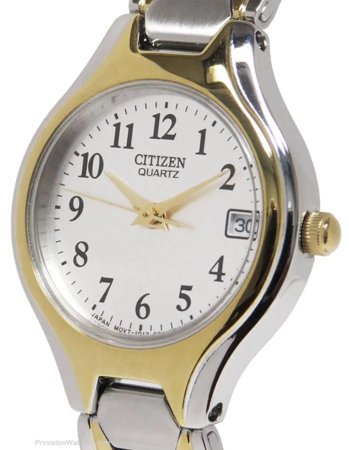 Citizen Quartz Ladies Date Watch - White Dial - Two-Tone Case and Bracelet