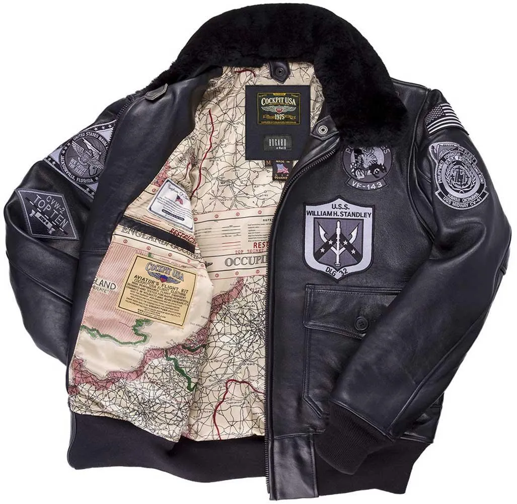 Cockpit USA Bogard by Mike B Mens Stealth G-1 Top Gun Jacket