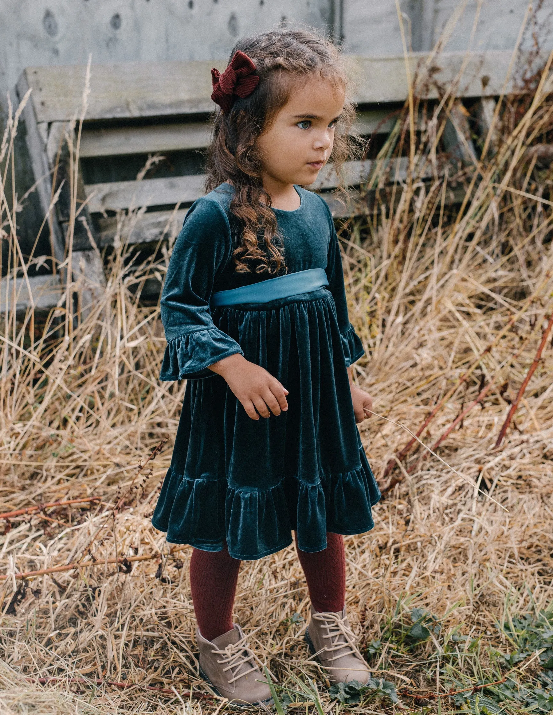 Corduroy Pinwheel Bow - Garnet