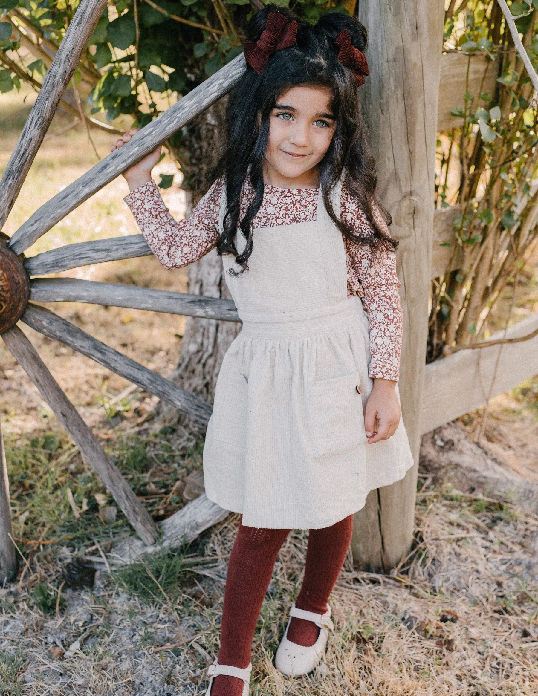 Corduroy Pinwheel Bow - Garnet