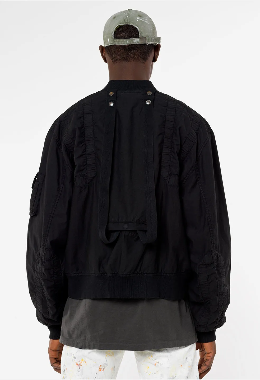 Cotton Poplin Frame Flight Jacket / Black