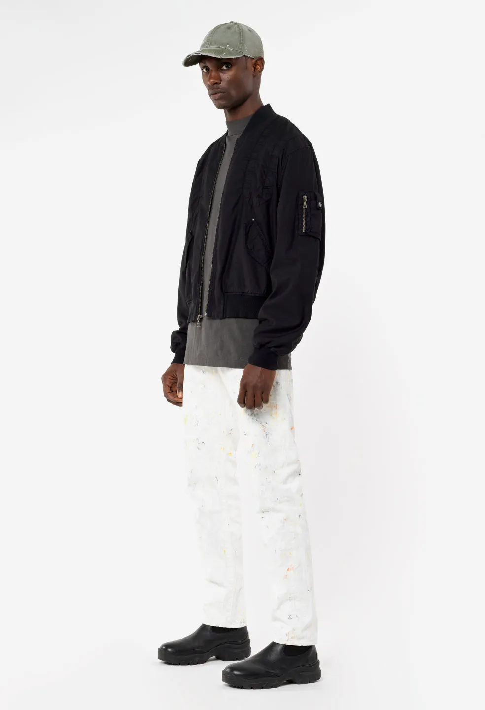 Cotton Poplin Frame Flight Jacket / Black