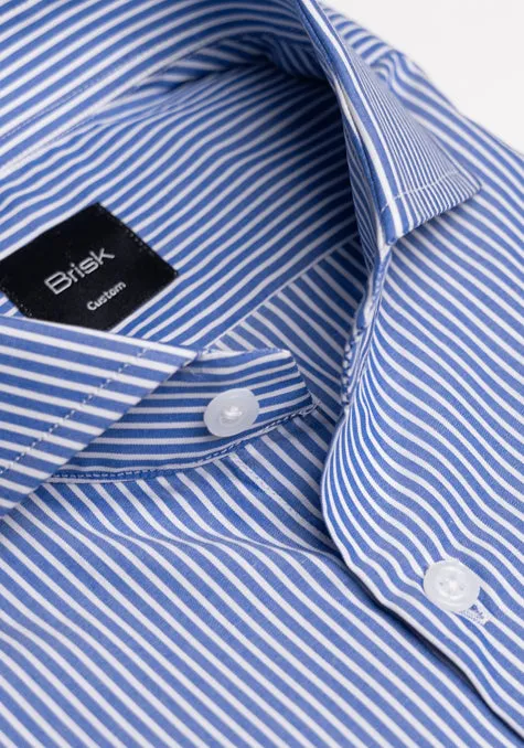 Crisp Jet Blue Stripes Shirt - Wrinkle Resistant