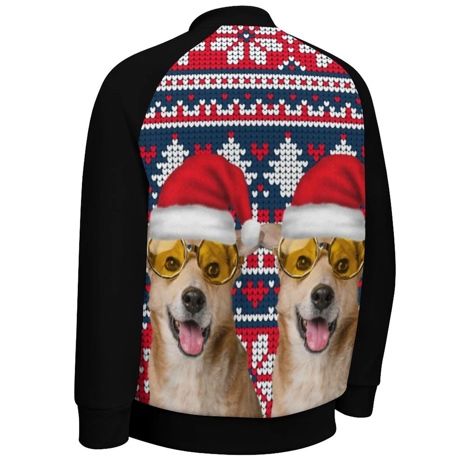 Custom Pet Face Red Hat Christmas Men's Bomber Jacket Outerwear