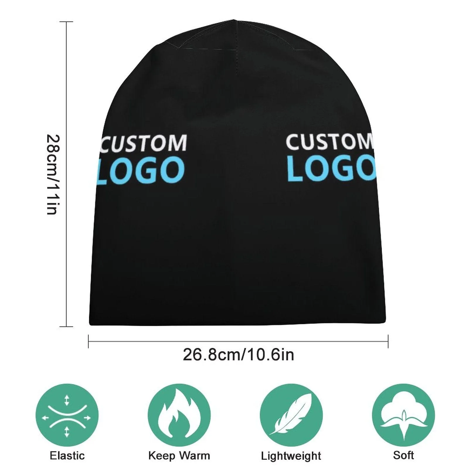 Custom Your Logo Full Print Pullover Cap Beanie Hat Unisex