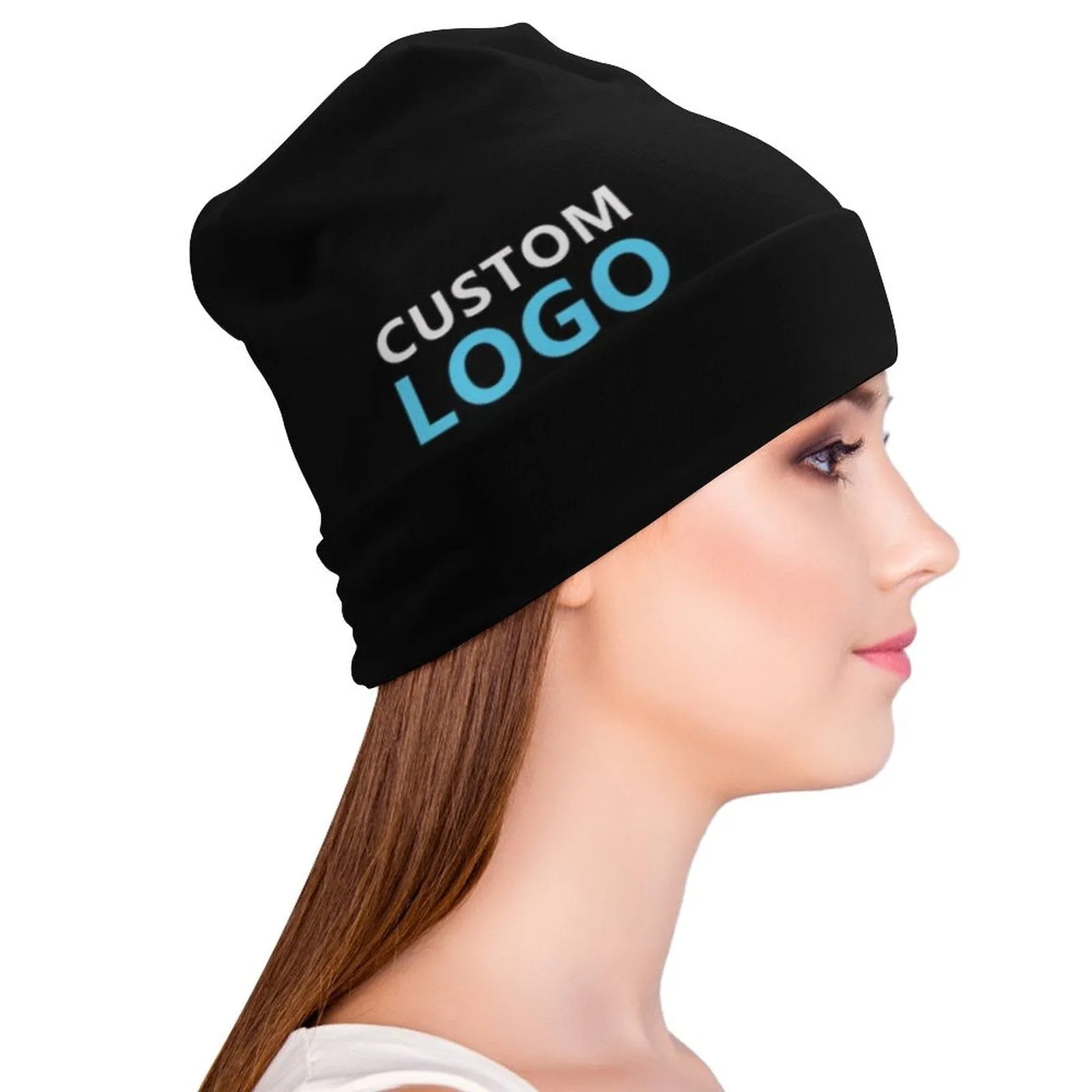 Custom Your Logo Full Print Pullover Cap Beanie Hat Unisex