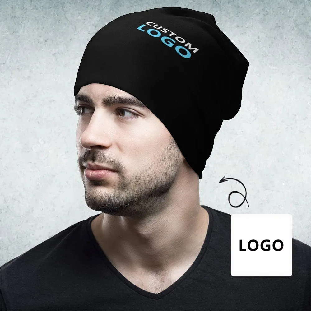 Custom Your Logo Full Print Pullover Cap Beanie Hat Unisex