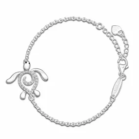 CZ Spiral Shell Turtle Sterling Silver Bracelet