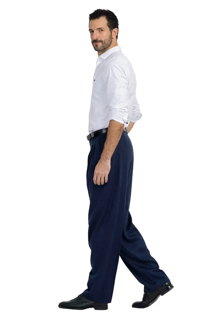 Dark Blue Tango Trousers With Four Pleats