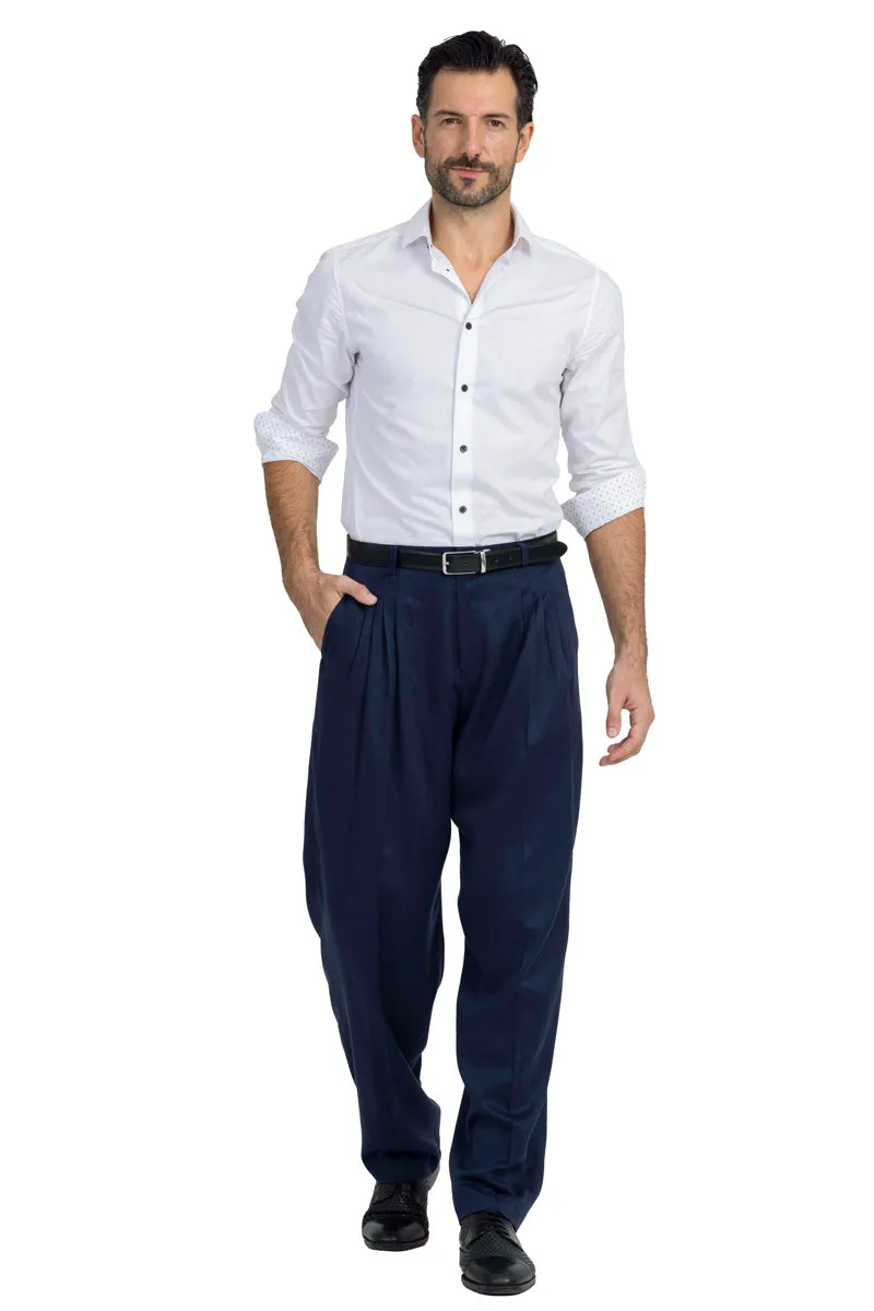 Dark Blue Tango Trousers With Four Pleats