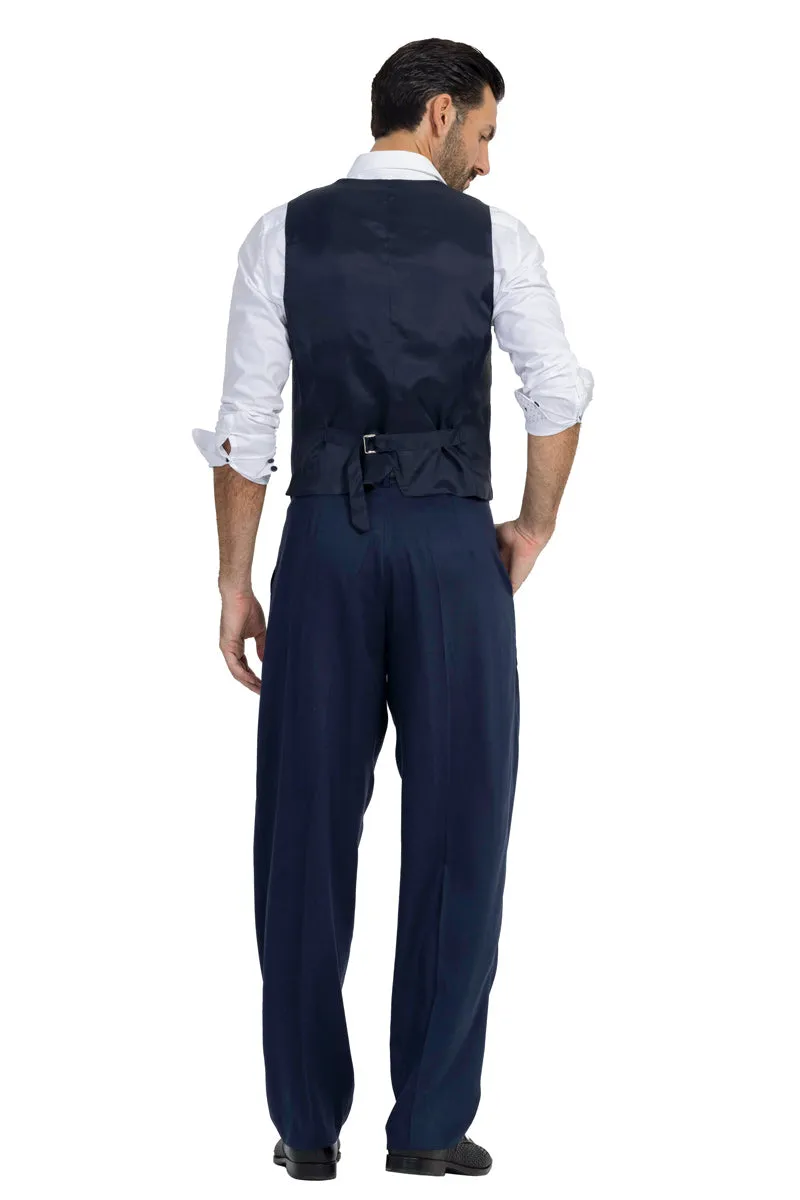 Dark Blue Tango Trousers With Four Pleats