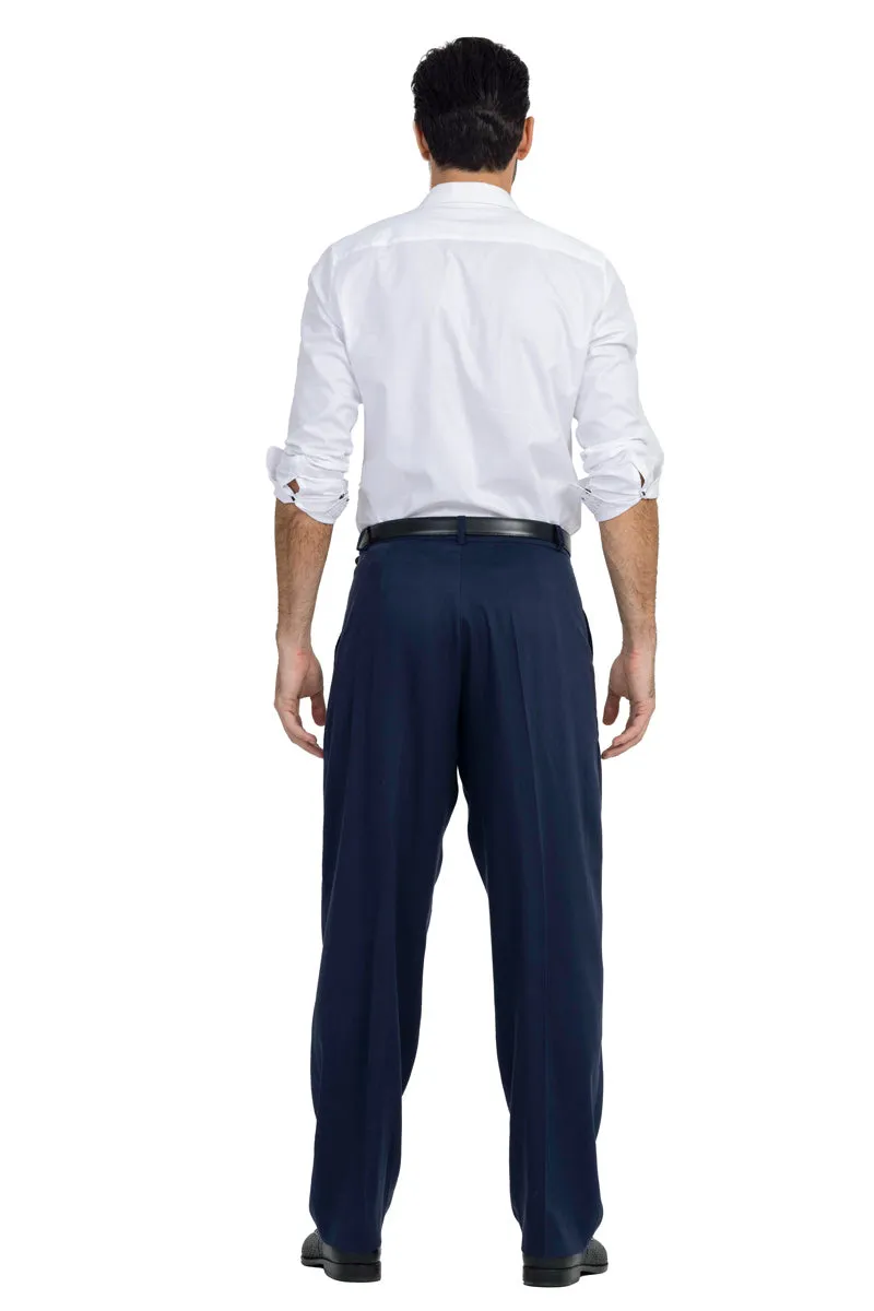 Dark Blue Tango Trousers With Four Pleats