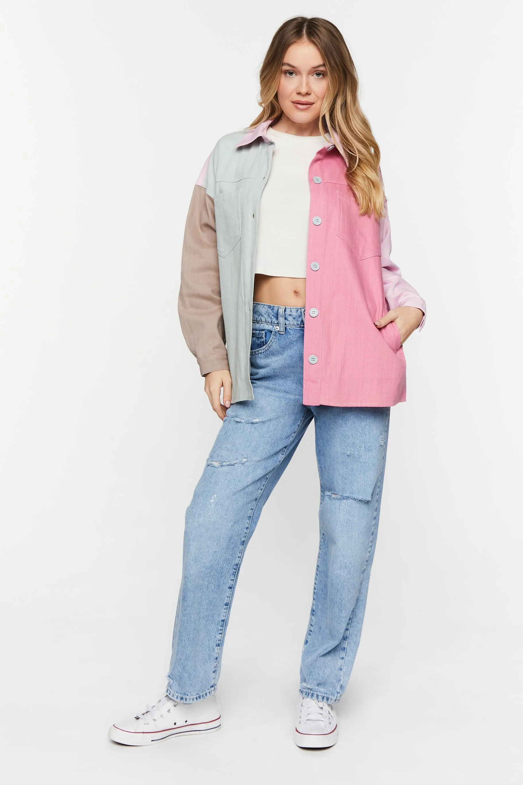 Denim Colorblock Shacket