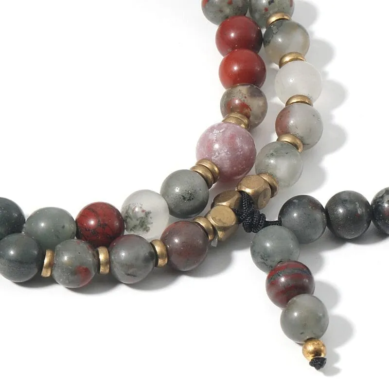 Double Layer Natural Bloodstone Beads Bracelet