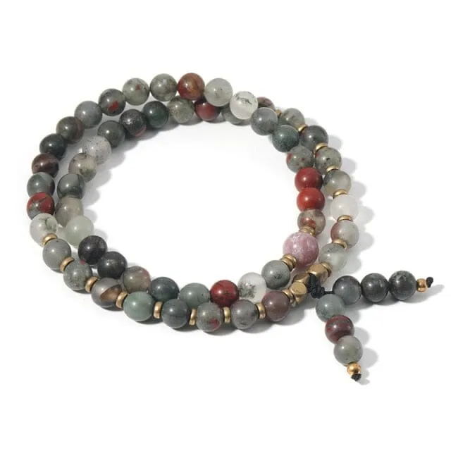 Double Layer Natural Bloodstone Beads Bracelet