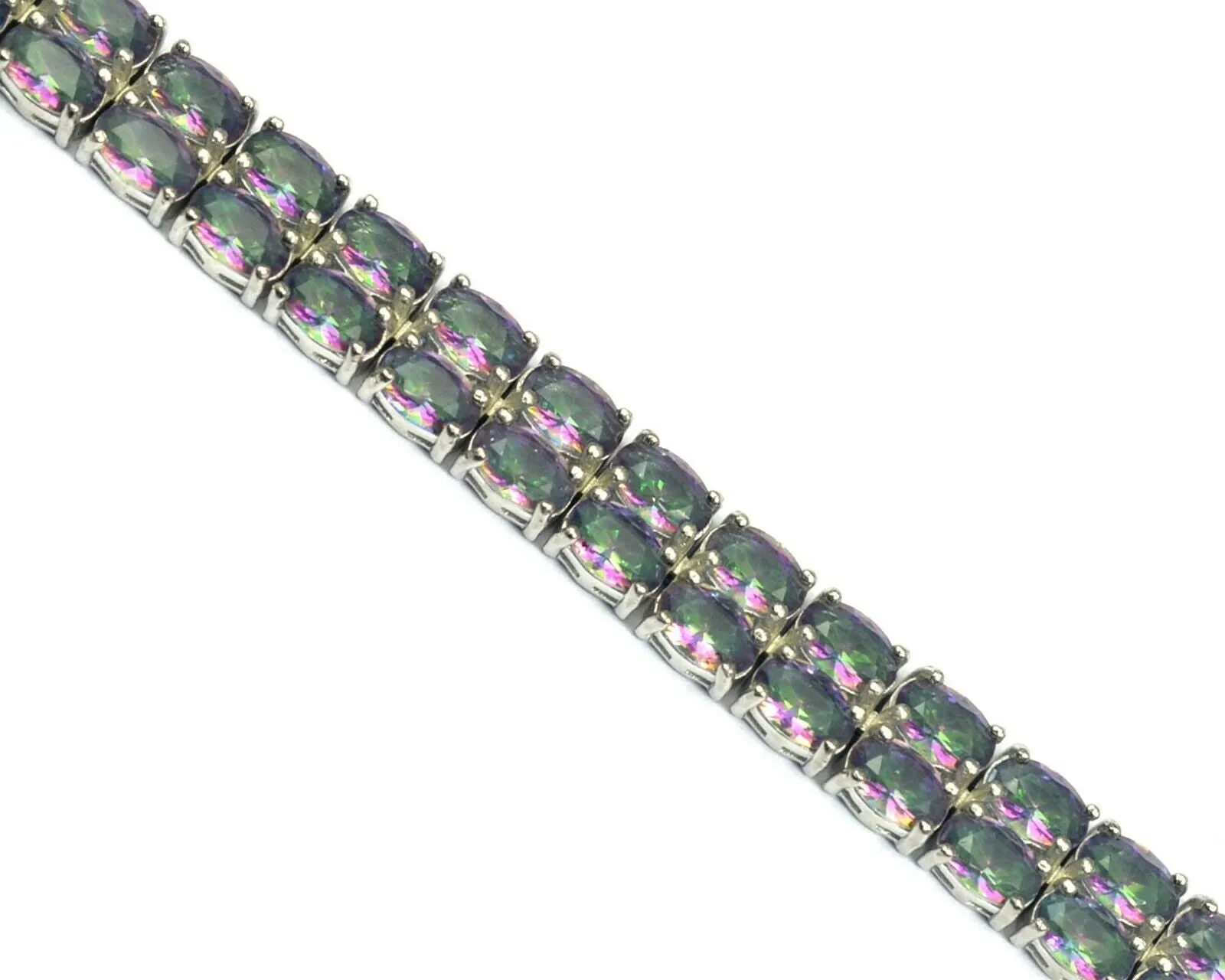 Double Row Rainbow Topaz Tennis Bracelet 7.5