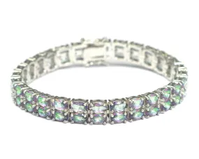 Double Row Rainbow Topaz Tennis Bracelet 7.5