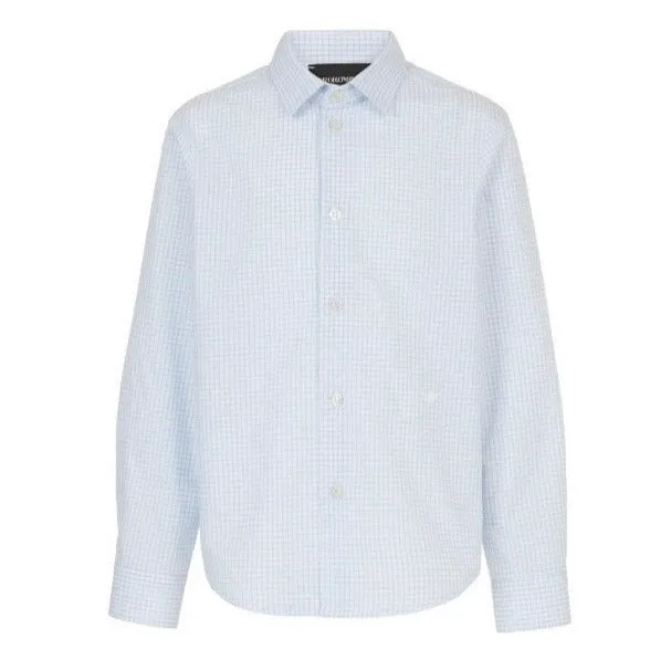 Emporio Armani Boys White Check Dress Shirt_ 3D4C09-4N89Z